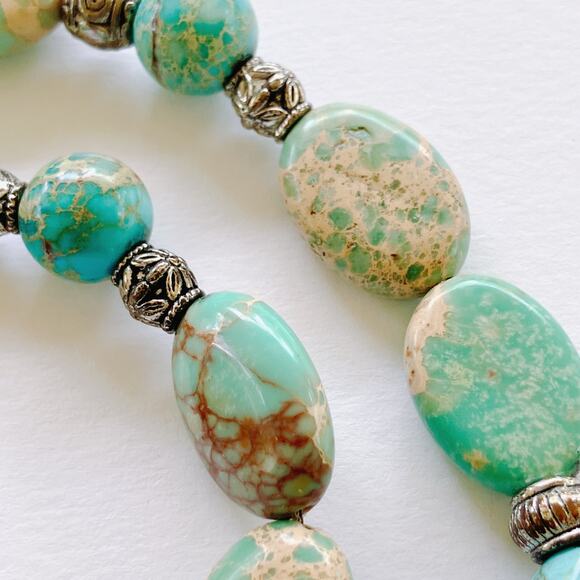 Artisan Necklace Jasper Turquoise Beads Boho Southwestern Style - Picture 8 of 16